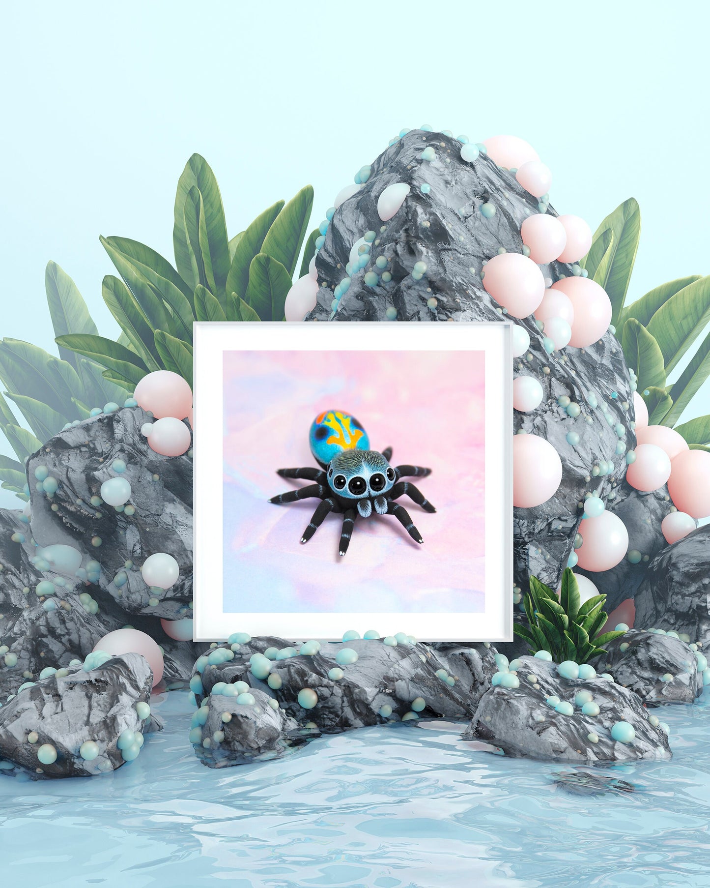 Jumping Spider Fine Art Print – 16x16 inch