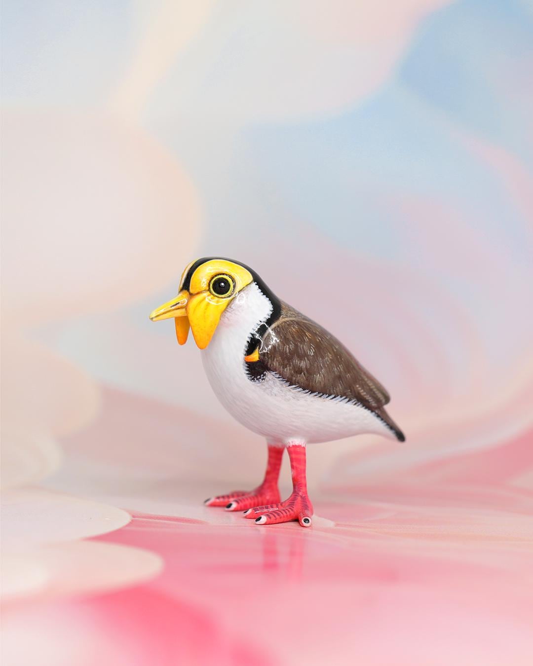 Masked Lapwing Bird – Handmade Sculpture OOAK
