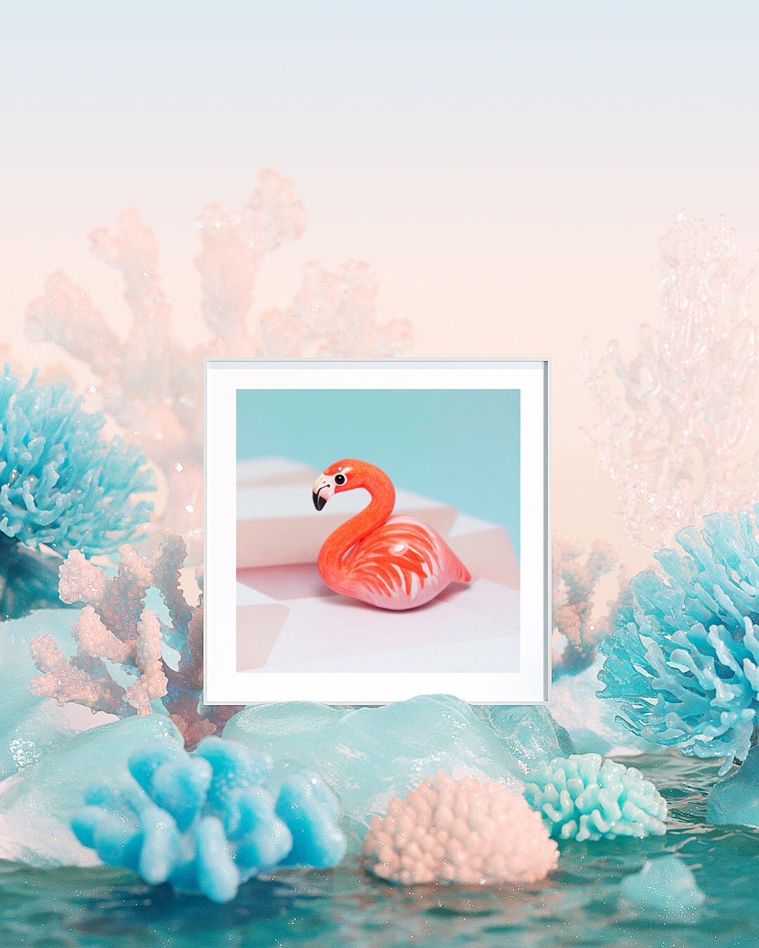 Flamingo Fine Art Print – 16x16 inch