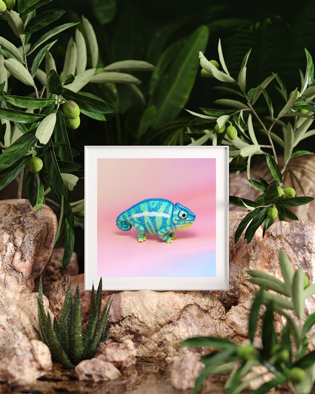 Chameleon Fine Art Print – 16x16 inch